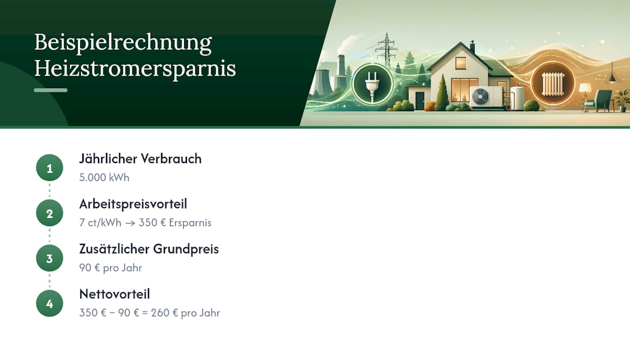 Heizstromrechnung mit einem Nettovorteil von 260 Euro