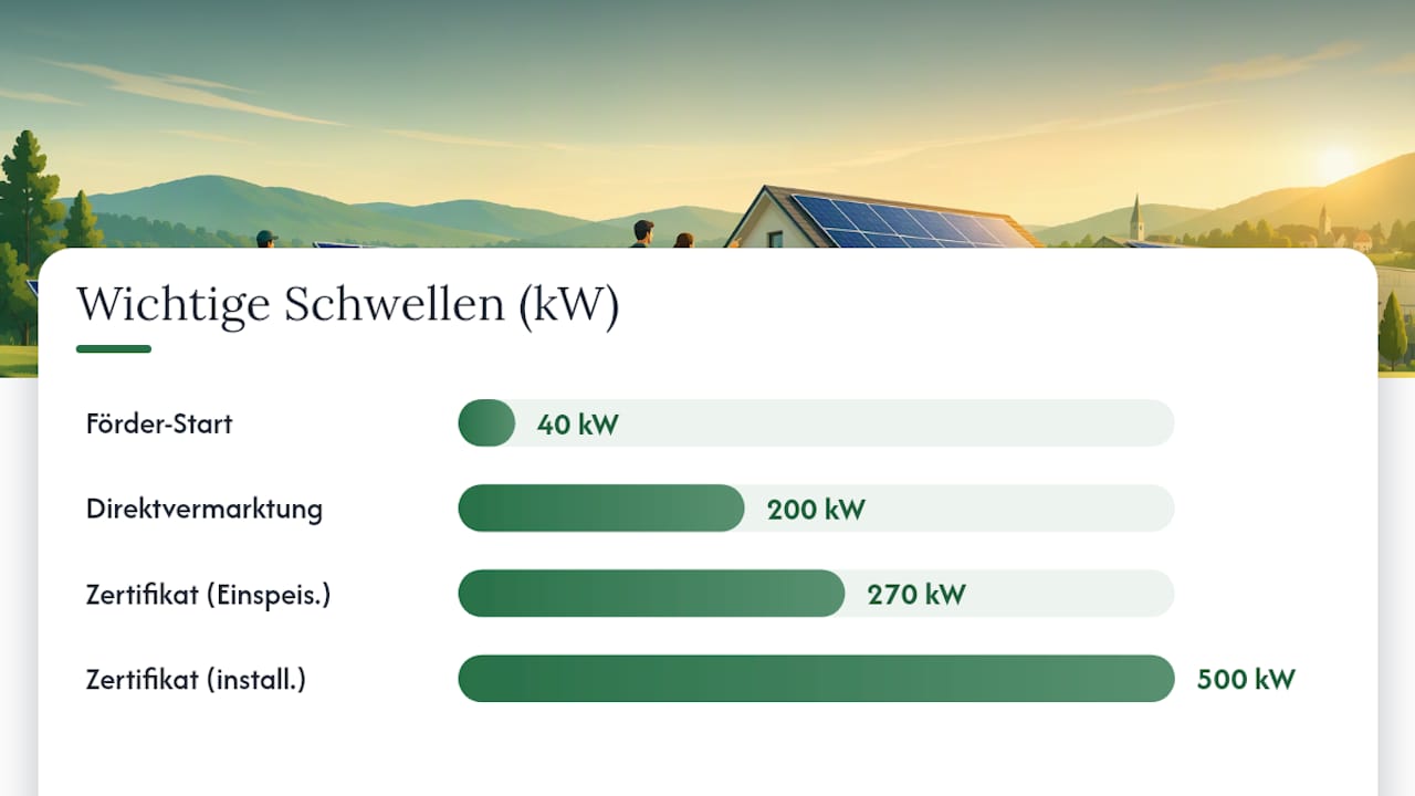 Folgen für Dach- und Gewerbeanlagen: Förderung und Zertifikate — overview diagram