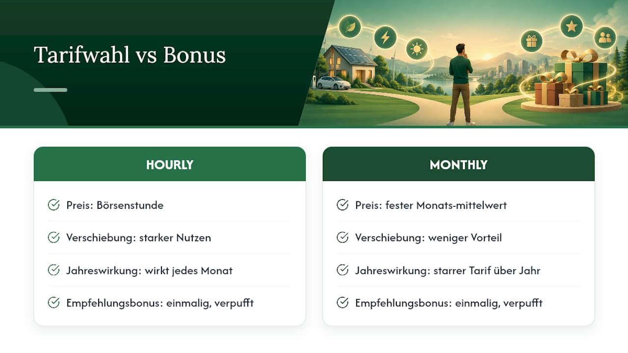 Vergleich der Tarifwirkungen von HOURLY und MONTHLY
