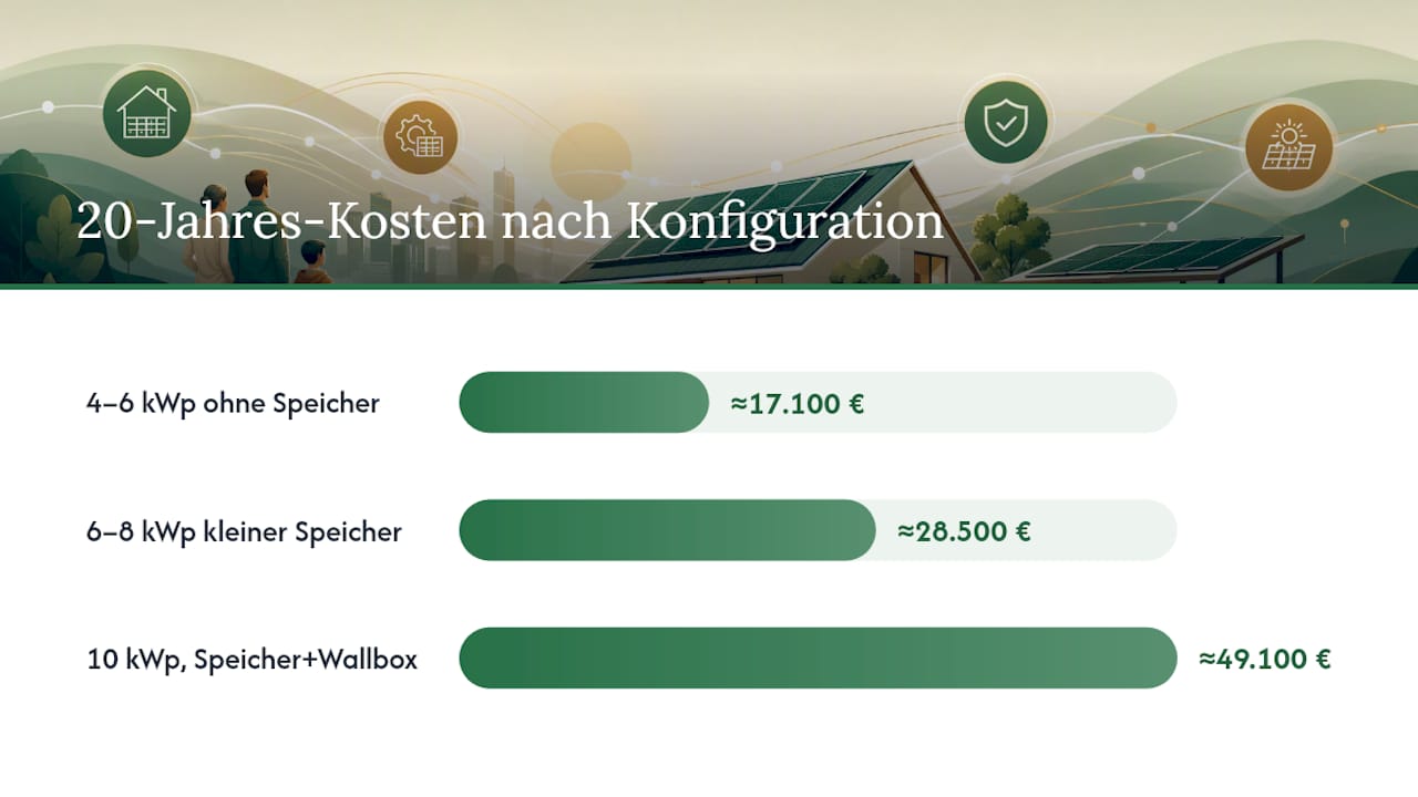 Grafik zum Vergleich der monatlichen und langfristigen Mietkosten je nach Systemausstattung