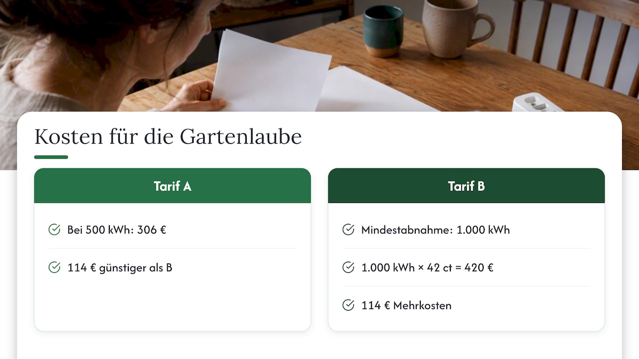 Kostenvergleich bei Stromtarif-Mindestabnahme